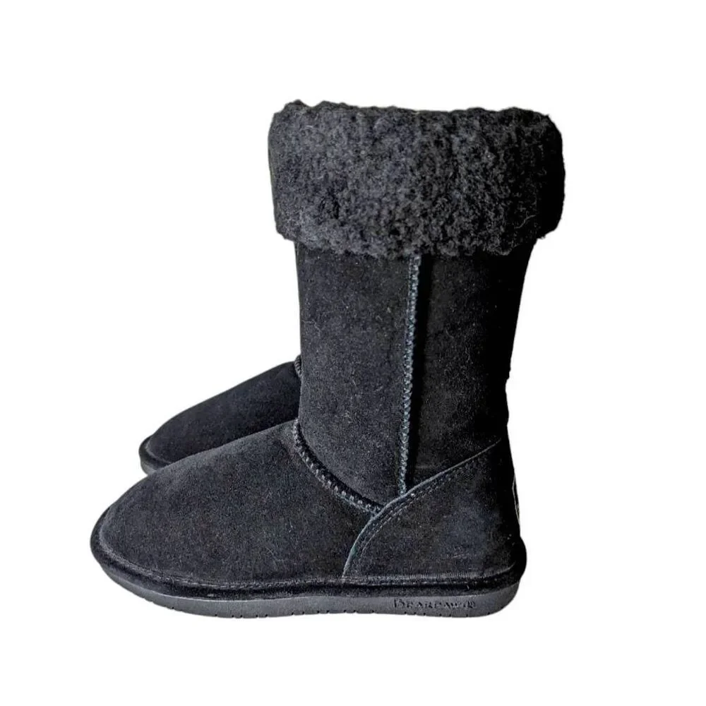 BEARPAW Marissa Black Suede Winter Boot Size 8